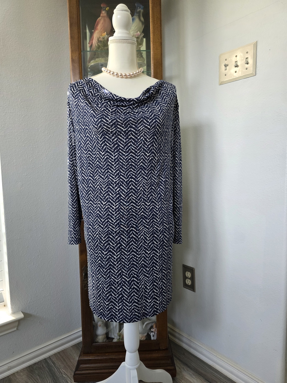 Navy Chevron Long Sleeve Top